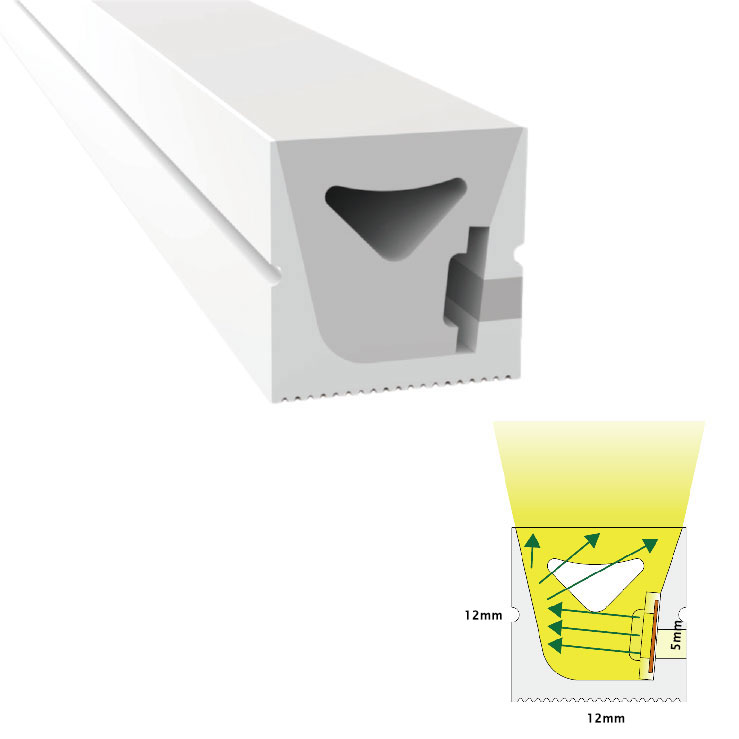 Silicone Flexible LED Channel System For 5mm LED Light Strips - 12*12mm 120° Side Emitting